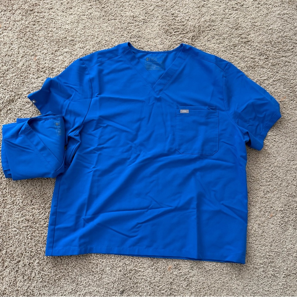 2 Men's Figs Royal Blue Scrub Top
